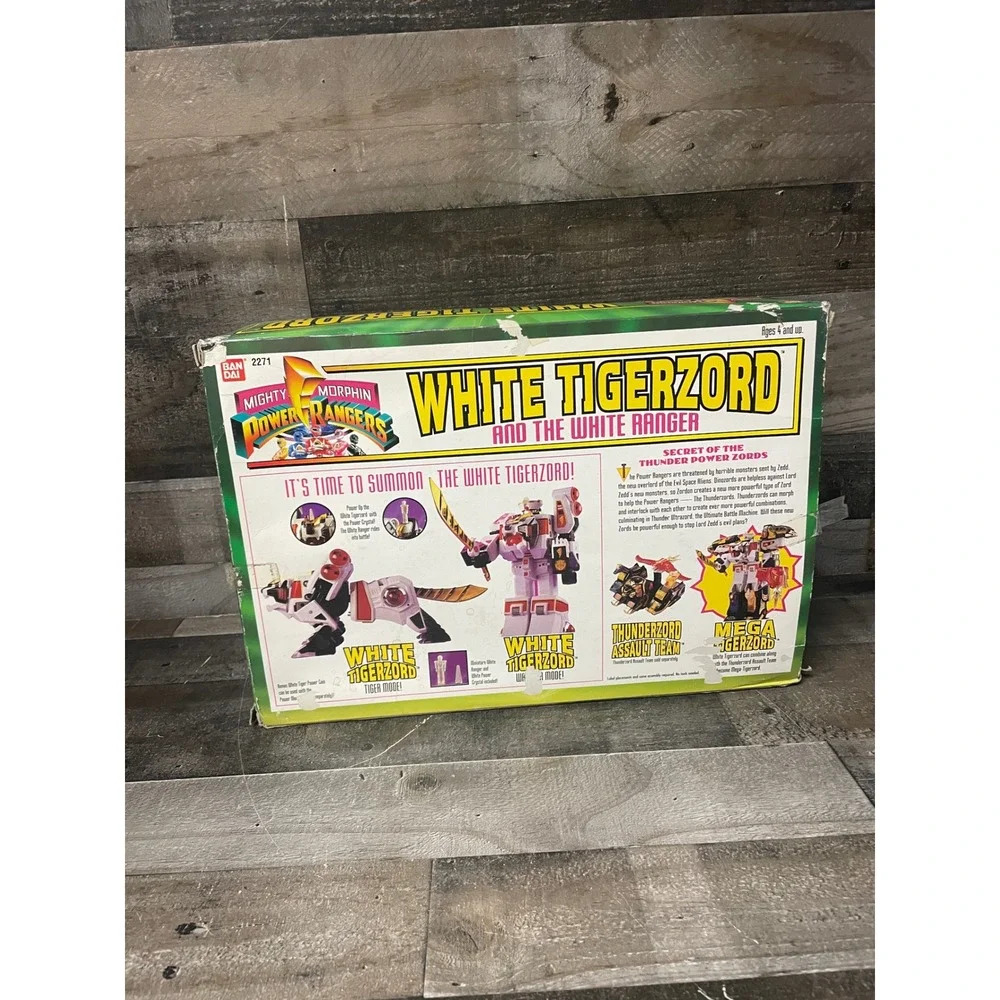 Bandai 1994 Mighty Morphin Power Rangers White Tigerzord White Ranger 2271 Boxed